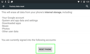 factory reset your android phone step 3