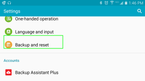 backup and reset option - factory reset without losing data
